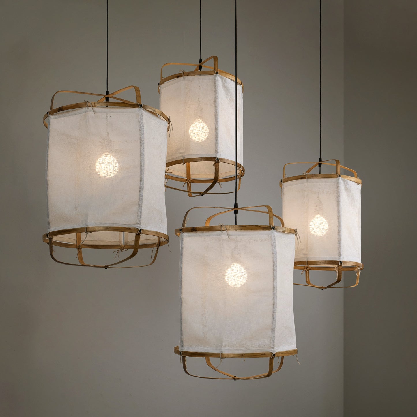 Iris Small- Bamboo Pendant Lamp Hanging Lamp Fabric Light, Natural/Bamboo Pendant Lamps for Home Restaurants and Offices Pendant Lamp-Mianzi