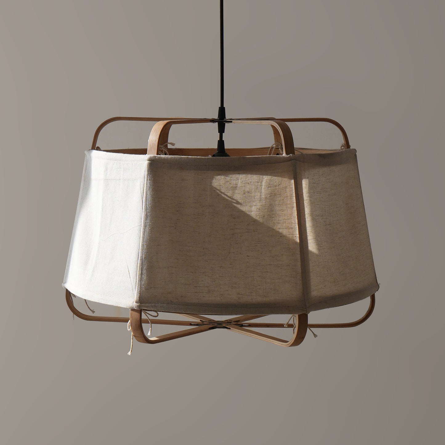 Ares Fabric Pendant Lamp Juniper: Bamboo Fabric Handmade Lamp Boho Restaurants Decor