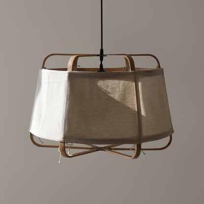 Ares Fabric Pendant Lamp Juniper: Bamboo Fabric Handmade Lamp Boho Restaurants Decor