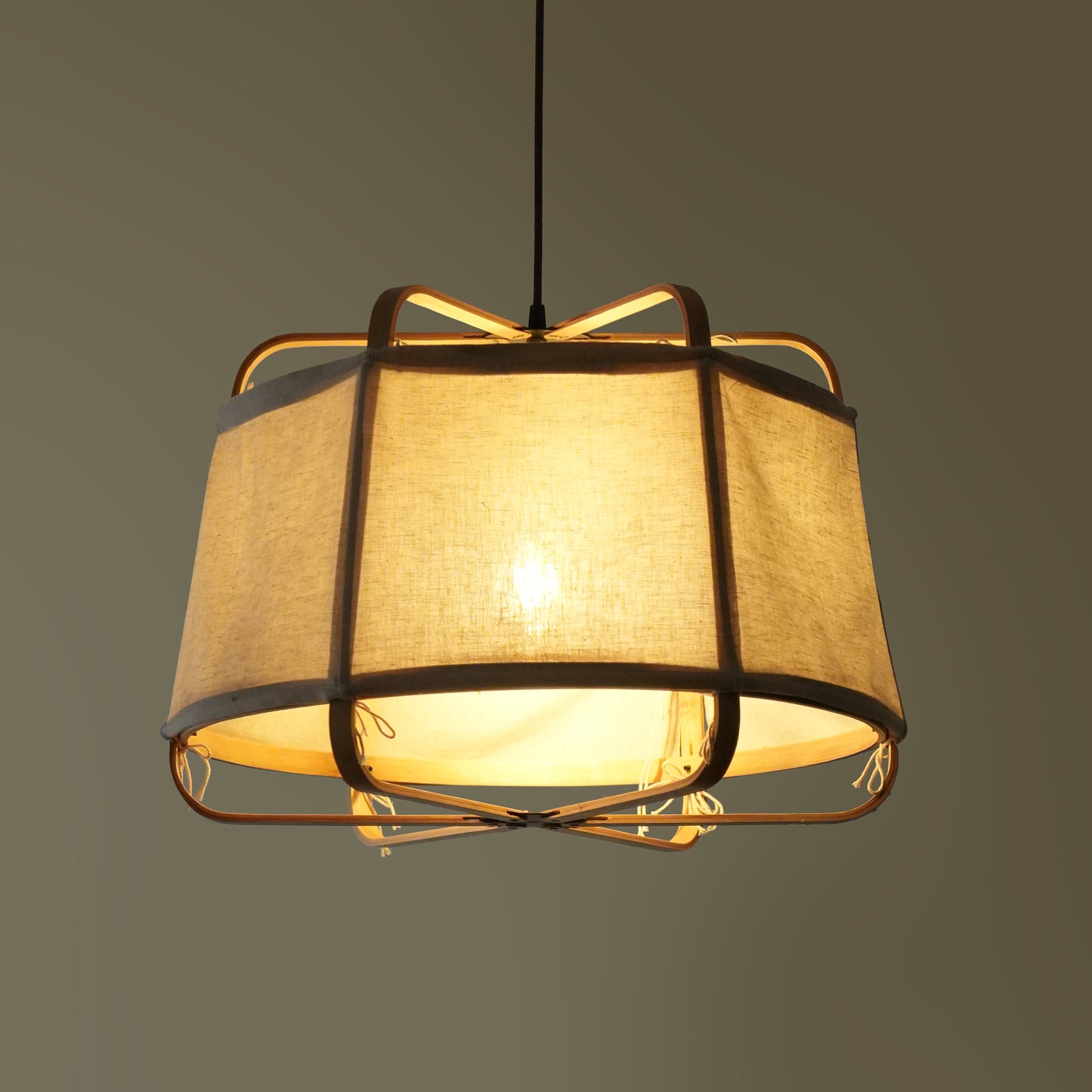 Ares Fabric Pendant Lamp Juniper: Bamboo Fabric Handmade Lamp Boho Restaurants Decor