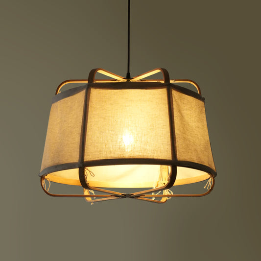 Ares Fabric Pendant Lamp Juniper: Bamboo Fabric Handmade Lamp Boho Restaurants Decor