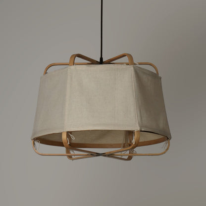 Ares Fabric Pendant Lamp Juniper: Bamboo Fabric Handmade Lamp Boho Restaurants Decor