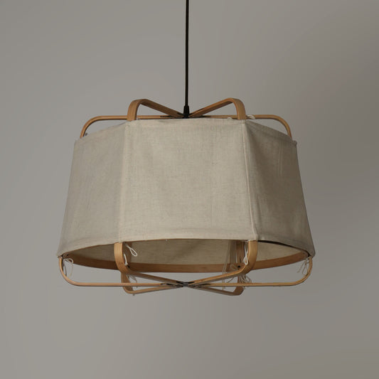 Ares Fabric Pendant Lamp Juniper: Bamboo Fabric Handmade Lamp Boho Restaurants Decor
