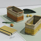 Stadium Desk Basket: Bamboo Handwoven Storage Basket | Multi-Color Basket for Office Desk Study Table | Corporate Gifting [30cm/12in(L) x 15cm/6in(B) x 15.5cm/6in(H)]-Mianzi