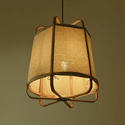Ares Fabric Pendant Lamp Noble: Bamboo Fabric Handmade Lamp Home Japandi Cafe Decor