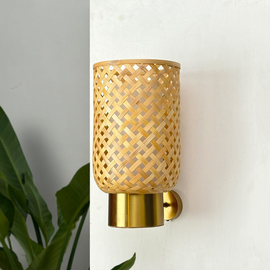 Foxglove Straw- Designer Bamboo Wall Lamp, Unique Willow Wicker  Wall Light Sconce for Home Restaurants and Offices