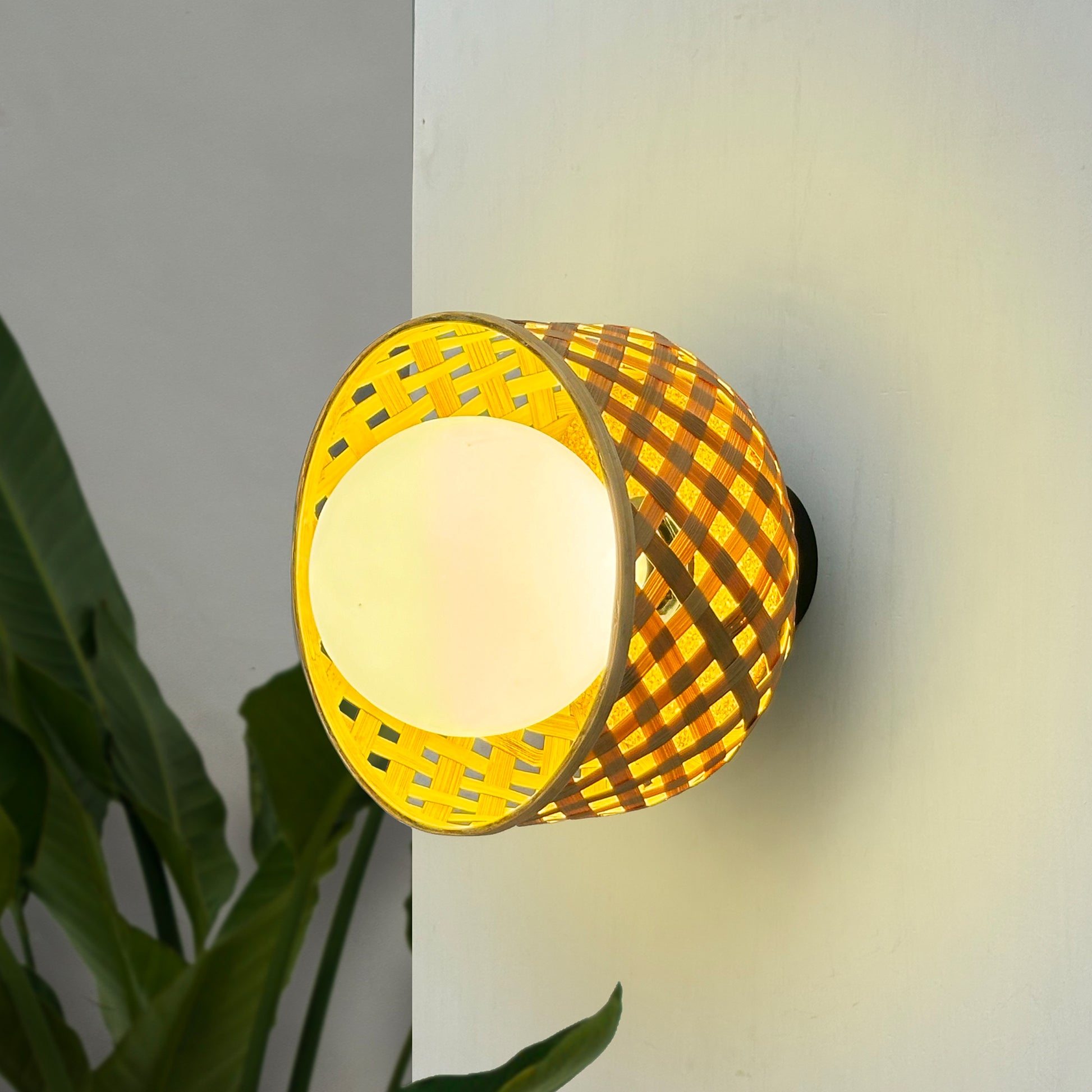 Foxglove Arctic Wall Lamp: Designer Bamboo Unique Wall Light Sconce for Home and Offices [20cm/8in Dia]-Mianzi