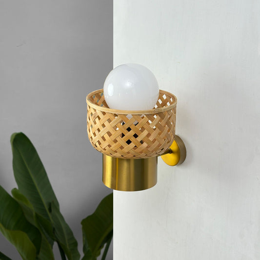 Foxglove Globe- Designer Bamboo Wall Lamp, Unique Willow Wicker  Wall Light Sconce for Home Restaurants and Offices