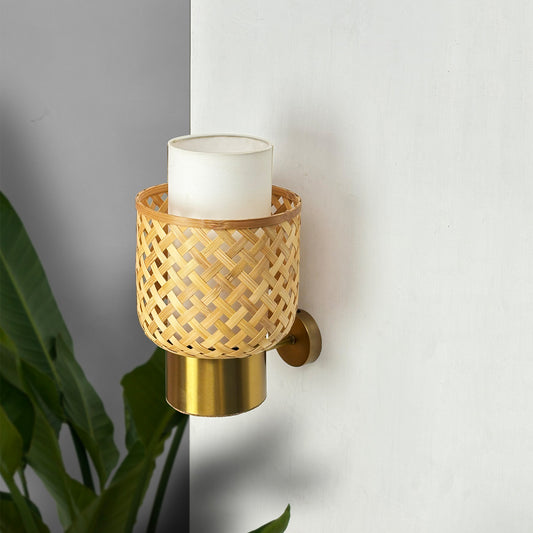 Foxglove Cone- Designer Bamboo Wall Lamp, Unique Willow Wicker  Wall Light Sconce for Home Restaurants and Offices