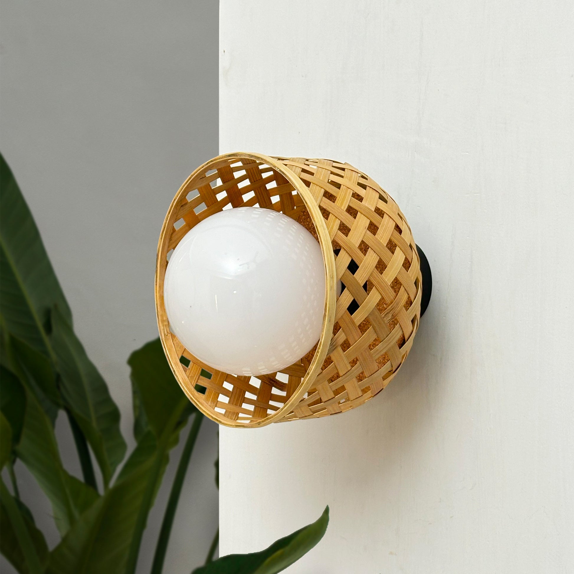 Foxglove Arctic Wall Lamp: Designer Bamboo Unique Wall Light Sconce for Home and Offices [20cm/8in Dia]-Mianzi