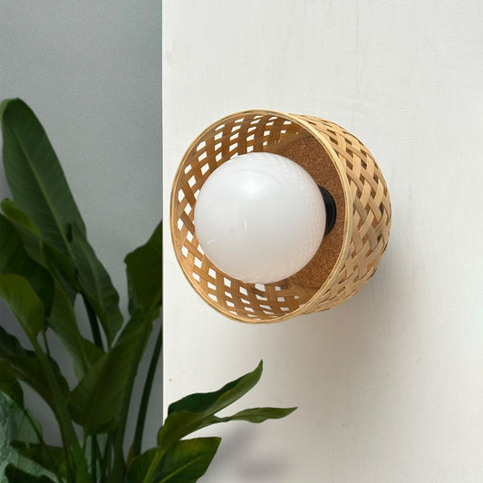 Foxglove Arctic Wall Lamp: Designer Bamboo Unique Wall Light Sconce for Home and Offices [20cm/8in Dia]-Mianzi