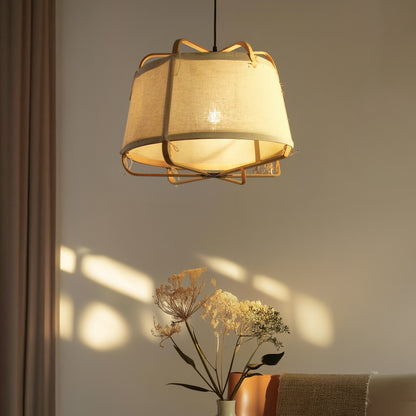 Ares Fabric Pendant Lamp Juniper: Bamboo Fabric Handmade Lamp Boho Restaurants Decor