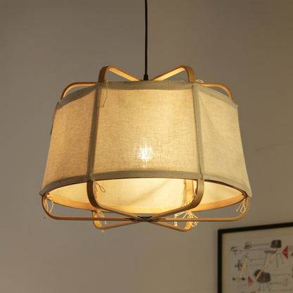 Ares Fabric Pendant Lamp Juniper: Bamboo Fabric Handmade Lamp Boho Restaurants Decor