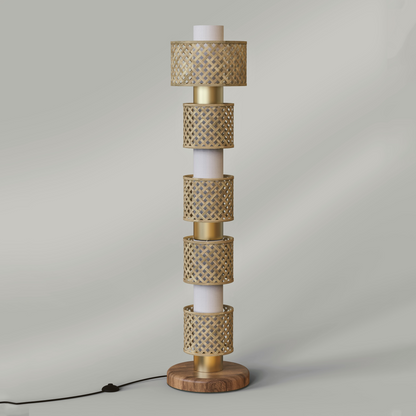 Metamorphosis Floor Lamp FHHHH: Handmade Office Reception Lighting Decor [35cm/14in(Dia) x 147.5cm/58in(H)]-Mianzi