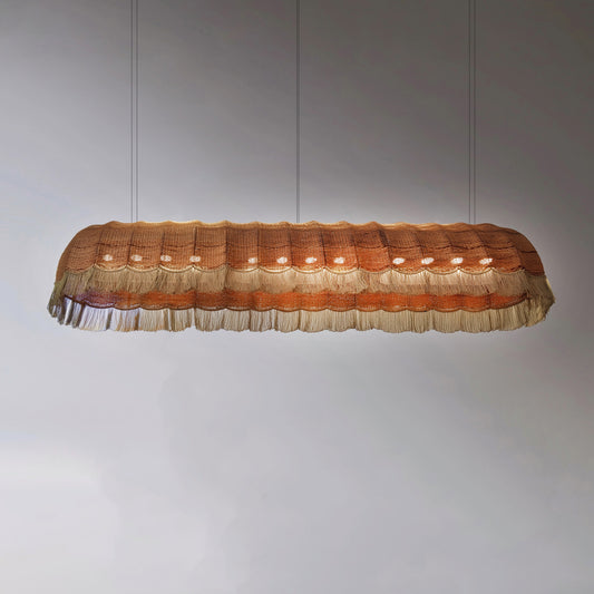 Aster Linear Lamp: Designer Bamboo Chandelier | Handmade Cafe Lighting [6.56/200cm ft | 13.12/400cm ft | 19.7ft/600cm Length]