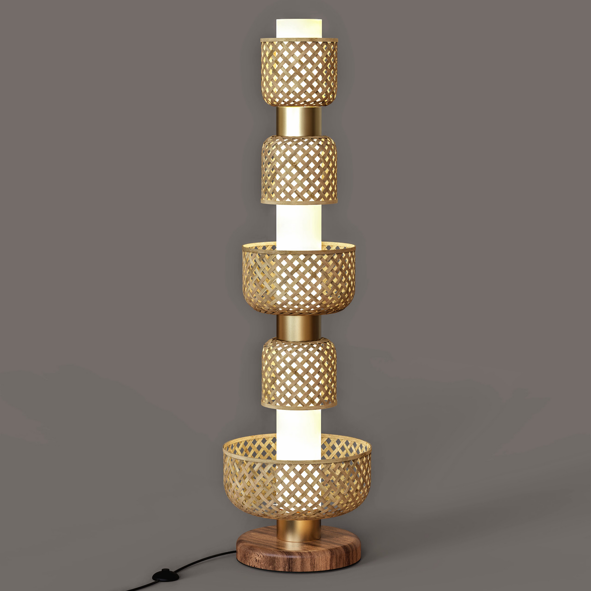 Metamorphosis Floor Lamp DDBDA: Handmade Hotel Temple & Enterance Lighting Decor [35cm/14in(Dia) x 147.5cm/58in(H)]-Mianzi