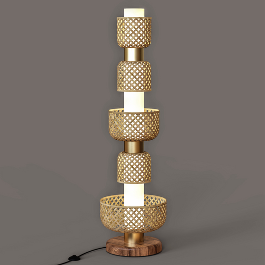 Metamorphosis Floor Lamp DDBDA: Handmade Hotel Temple & Enterance Lighting Decor [35cm/14in(Dia) x 147.5cm/58in(H)]-Mianzi