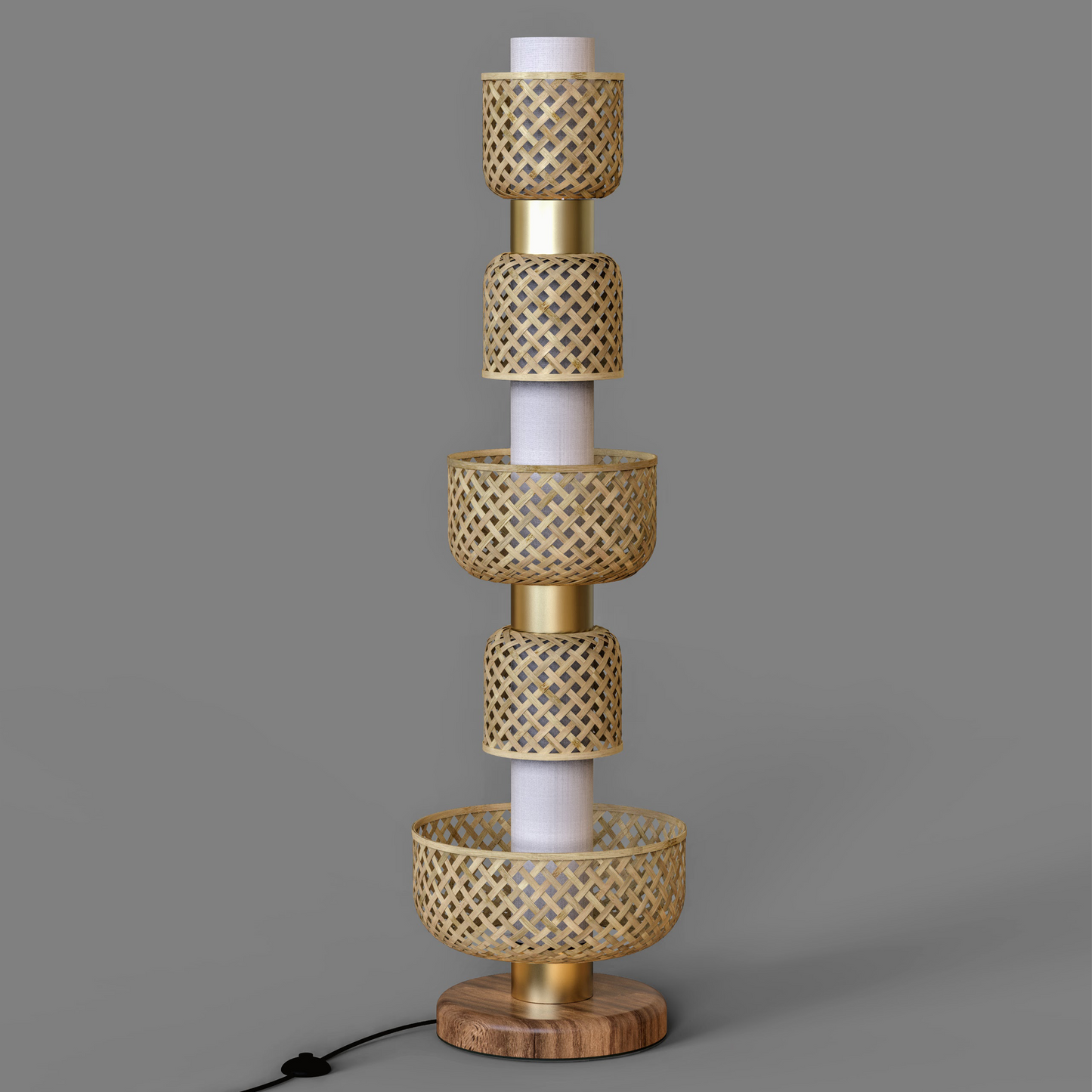 Metamorphosis Floor Lamp DDBDA: Handmade Hotel Temple & Enterance Lighting Decor [35cm/14in(Dia) x 147.5cm/58in(H)]-Mianzi