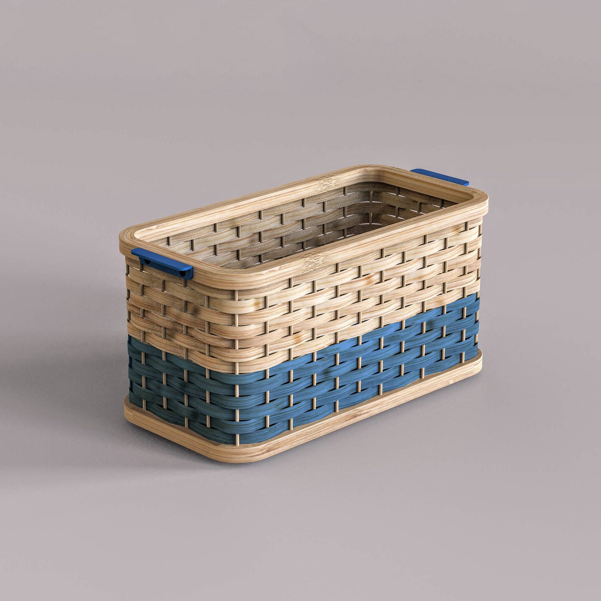 Stadium Desk Basket: Bamboo Handwoven Storage Basket | Multi-Color Basket for Office Desk Study Table | Corporate Gifting [30cm/12in(L) x 15cm/6in(B) x 15.5cm/6in(H)]-Mianzi