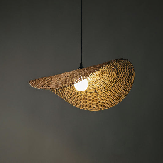 Ooas Pendant Lamp: Unique Willow Wicker Woven Hanging Lamp | Home Cafe Restaurants Decor [45cm/18in, 60cm/24in Dia]-Mianzi