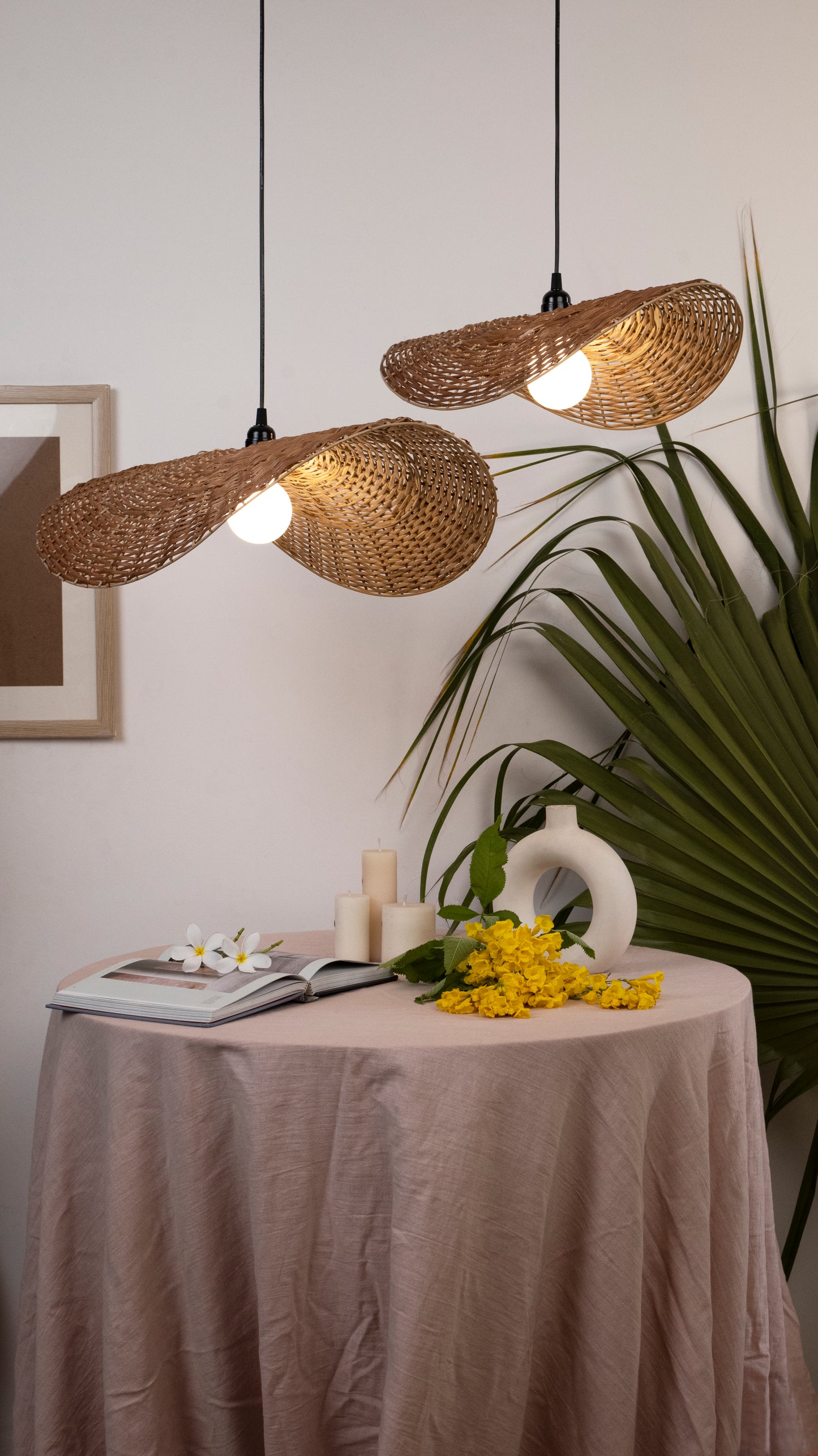 Ooas Lamp -Unique Willow Wicker Handmade Woven Hanging Pendant Lamp Home Cafe Restaurants Decor [Sizes - 600mm/450mm]