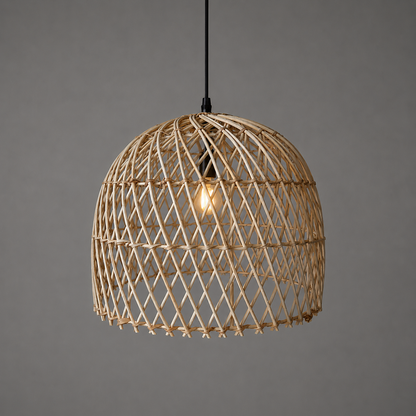 Mianzi Fern Pendant Lamp: Rattan Cane Handmade Lamp Boho Restaurants Decor