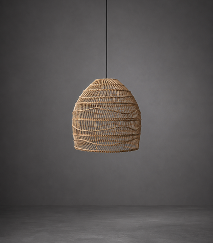 Mianzi Crator Pendant Lamp: Rattan Cane Handmade Lamp Boho Restaurants Decor