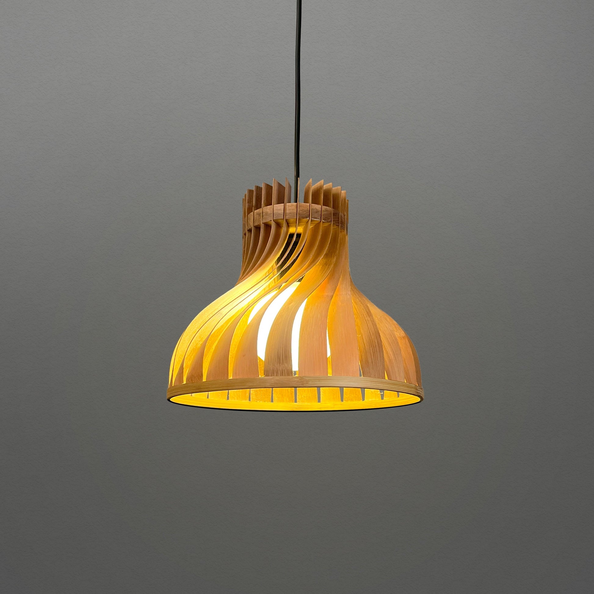 Dune Pendant Lamp: Designer Bamboo Hanging Lamps | Japandi Cafe Lighting, Restaurants Decor [25cm/10in, 35cm/14in Dia]-Mianzi