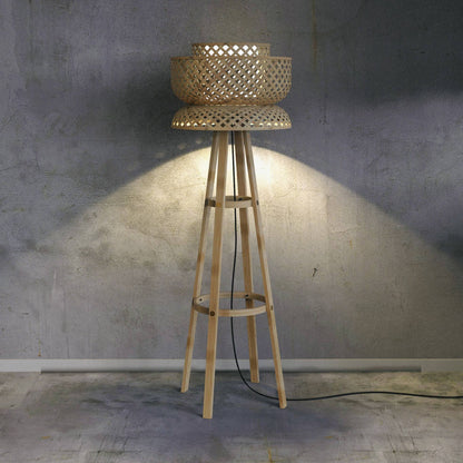 Lotus Floor Lamp : Designer Bamboo Floor Lamps Handmade Cafe Lighting Restaurants Decor [45cm/18in(Dia) X 145cm/57in(H)]-Mianzi