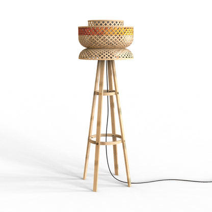 Lotus Floor Lamp : Designer Bamboo Floor Lamps Handmade Cafe Lighting Restaurants Decor [45cm/18in(Dia) X 145cm/57in(H)]-Mianzi