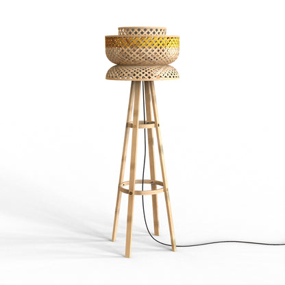 Lotus Floor Lamp : Designer Bamboo Floor Lamps Handmade Cafe Lighting Restaurants Decor [45cm/18in(Dia) X 145cm/57in(H)]-Mianzi