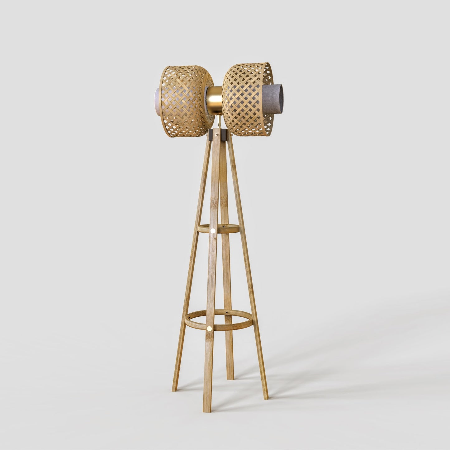Metamorphosis Floor Lamp BB: Award-Winning Bamboo Floor Lamp Japandi Handmade Lighting Decor Living Room [30cm/12in Dia]-Mianzi