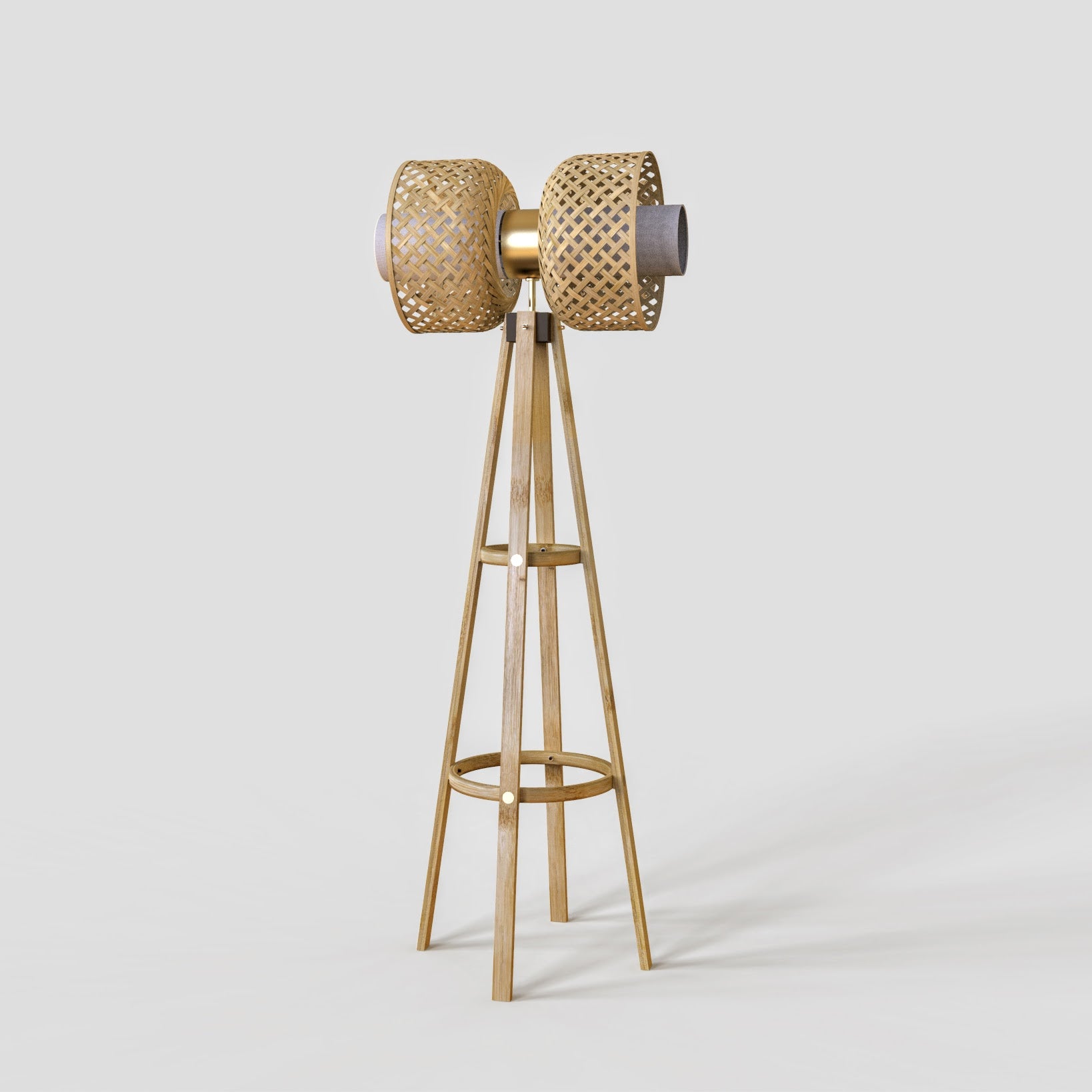 Metamorphosis Floor Lamp BB: Award-Winning Bamboo Floor Lamp Japandi Handmade Lighting Decor Living Room [30cm/12in Dia]-Mianzi