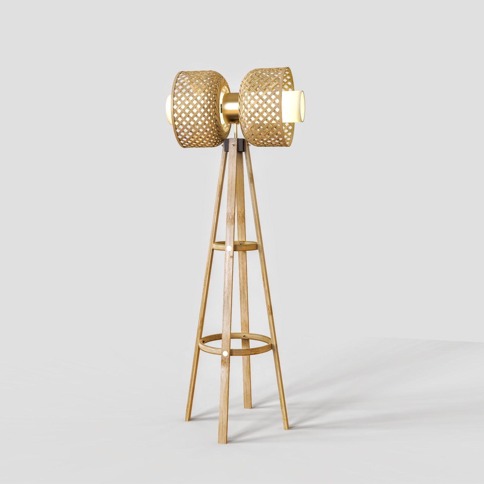 Metamorphosis Floor Lamp BB: Award-Winning Bamboo Floor Lamp Japandi Handmade Lighting Decor Living Room [30cm/12in Dia]-Mianzi