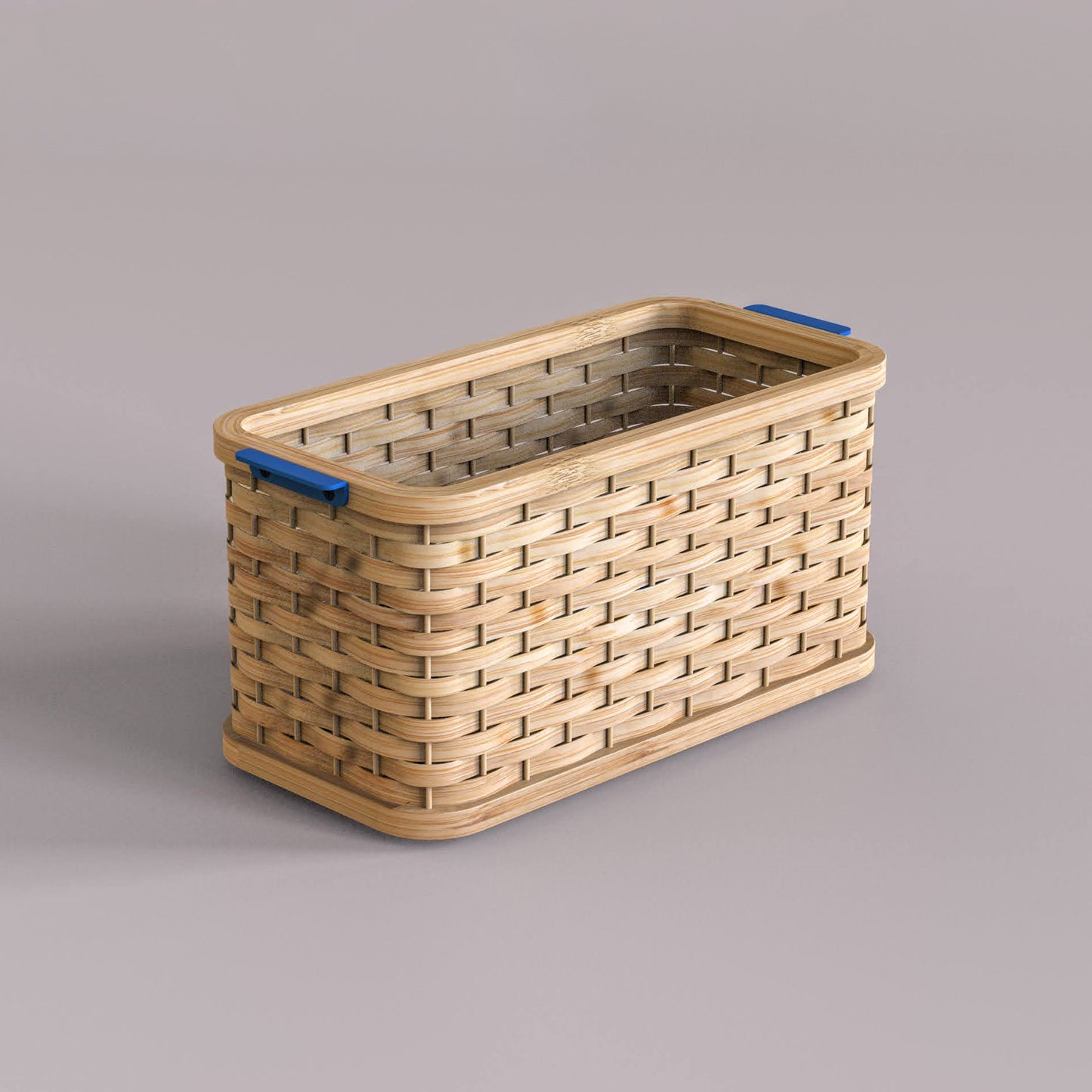 Stadium Desk Basket: Bamboo Handwoven Storage Basket | Multi-Color Basket for Office Desk Study Table | Corporate Gifting [30cm/12in(L) x 15cm/6in(B) x 15.5cm/6in(H)]-Mianzi