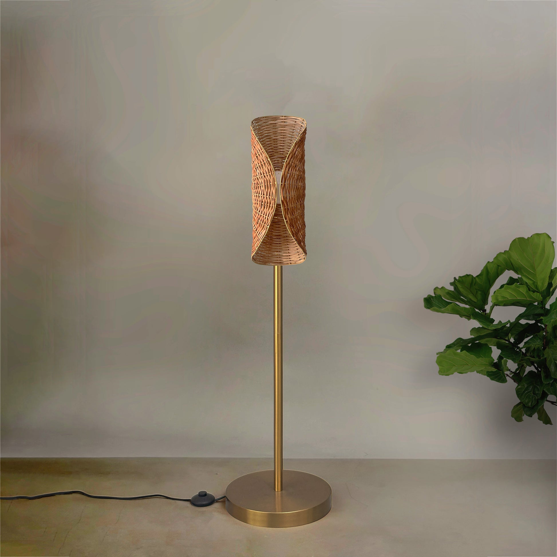 Ooas Sol Floor Lamp: Award-Winning Japandi Handmade Lighting Decor Living Room [15cm/6in(W) X 35cm/14in(Dia) X 117.5cm/46.2in(H)]-Mianzi