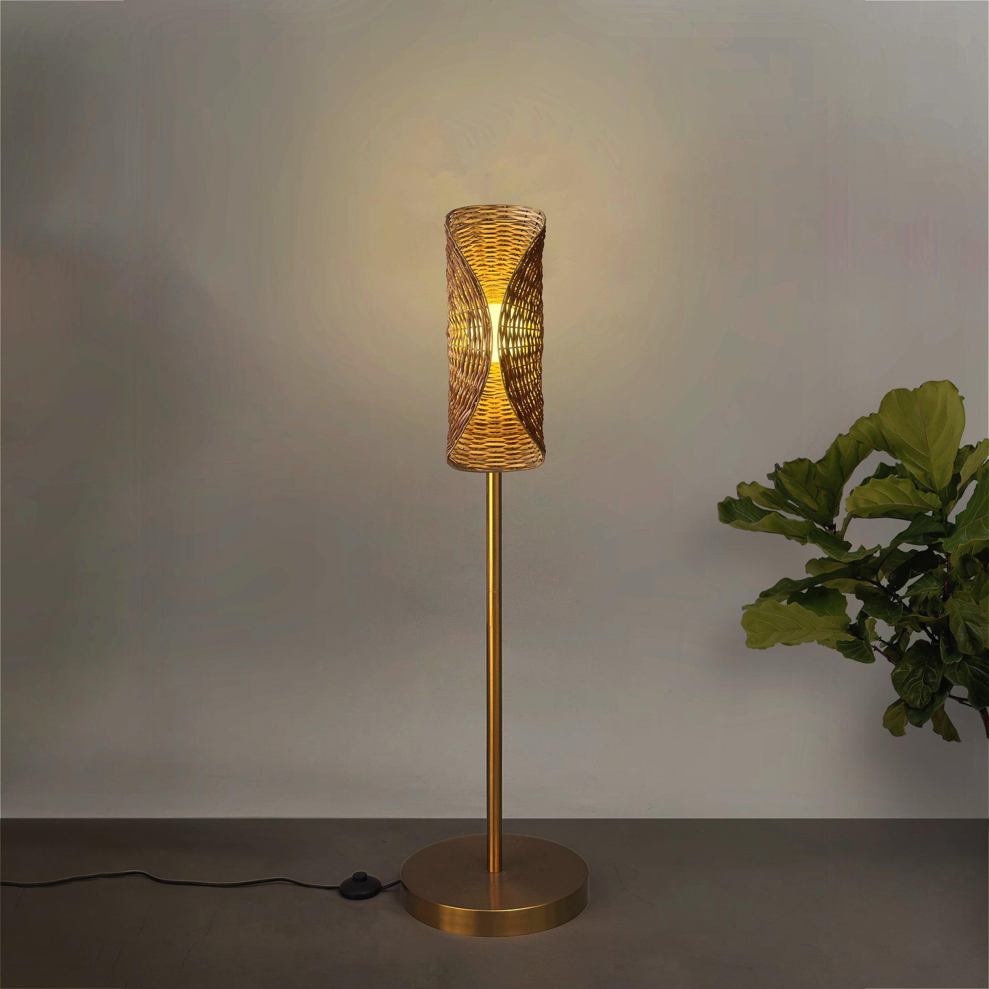 Ooas Sol Floor Lamp: Award-Winning Japandi Handmade Lighting Decor Living Room [15cm/6in(W) X 35cm/14in(Dia) X 117.5cm/46.2in(H)]-Mianzi