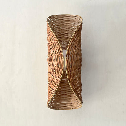 Ooas Wall Lamp: Designer Willow Wicker Wall Light Sconce for Home Restaurants and Offices [15cm/6in(W) X 45cm/18in(H) X 15cm/6in(D)]-Mianzi