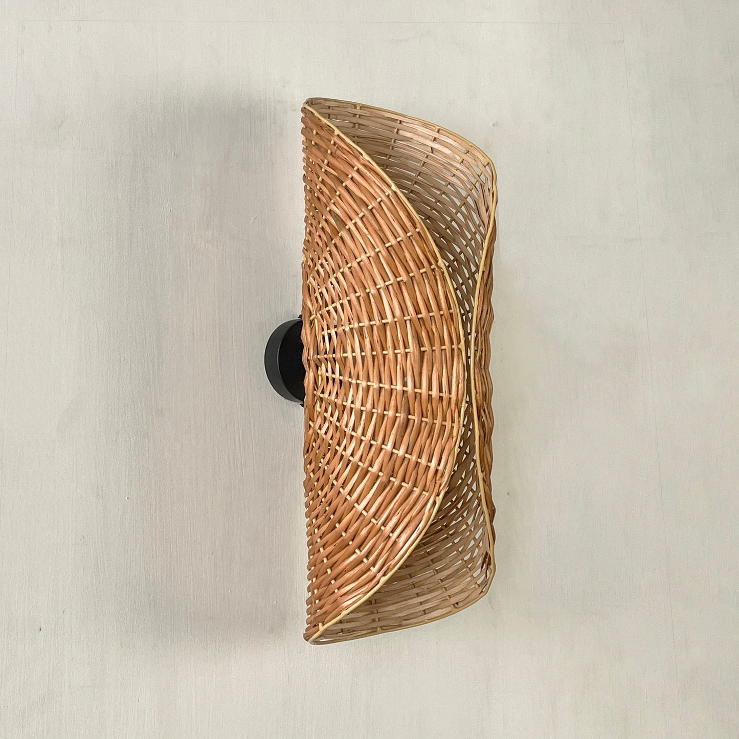 Ooas Wall Lamp: Designer Willow Wicker Wall Light Sconce for Home Restaurants and Offices [15cm/6in(W) X 45cm/18in(H) X 15cm/6in(D)]-Mianzi