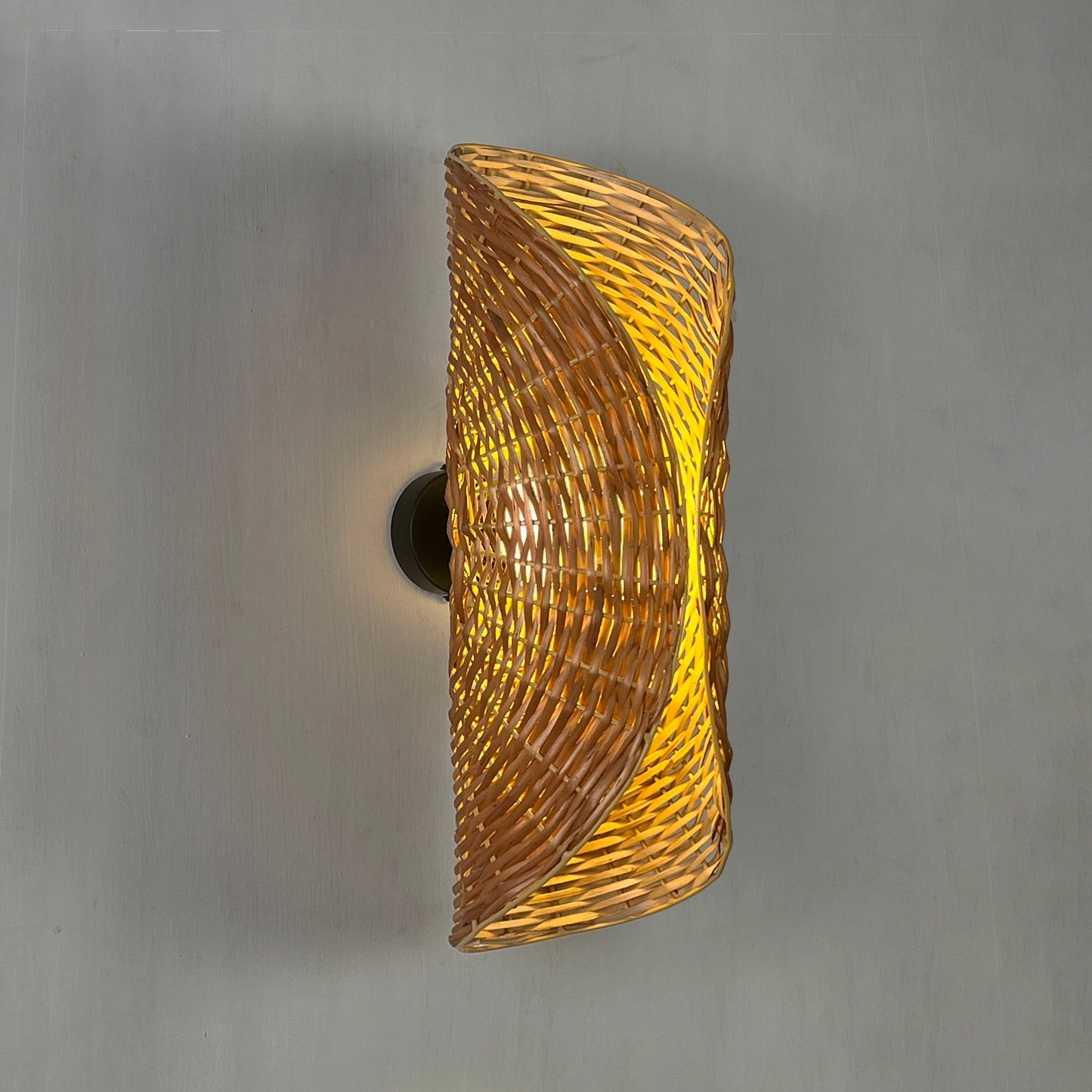 Ooas Wall Lamp: Designer Willow Wicker Wall Light Sconce for Home Restaurants and Offices [15cm/6in(W) X 45cm/18in(H) X 15cm/6in(D)]-Mianzi