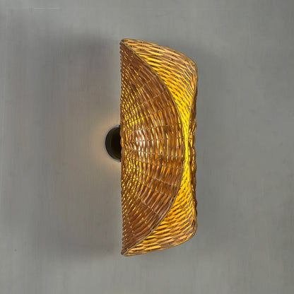 Ooas Wall Lamp: Designer Willow Wicker Wall Light Sconce for Home Restaurants and Offices [15cm/6in(W) X 45cm/18in(H) X 15cm/6in(D)]-Mianzi