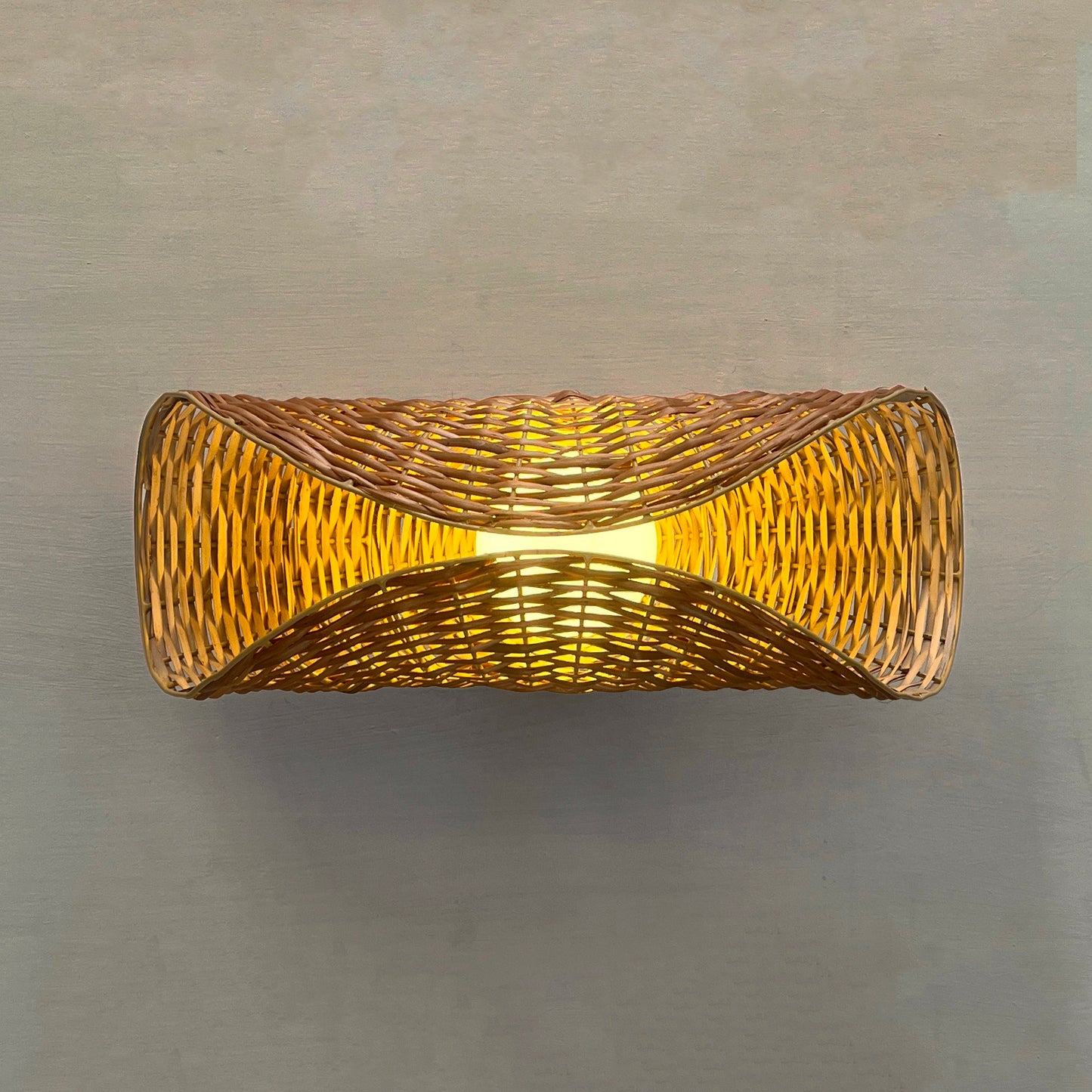Ooas Wall Lamp: Designer Willow Wicker Wall Light Sconce for Home Restaurants and Offices [15cm/6in(W) X 45cm/18in(H) X 15cm/6in(D)]-Mianzi