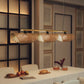 Ooas Linear Pendant Lamp: Japandi Hanging Lamp Handmade Chandelier Cafe Lighting [145cm/57in(L) x 21cm/8.2in(H)]-Mianzi