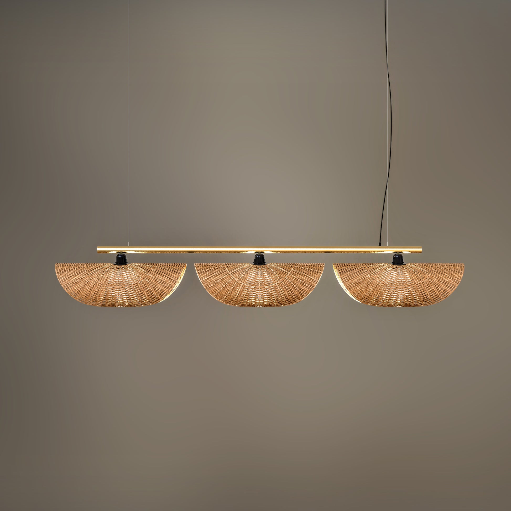 Ooas Linear Pendant Lamp: Japandi Hanging Lamp Handmade Chandelier Cafe Lighting [145cm/57in(L) x 21cm/8.2in(H)]-Mianzi