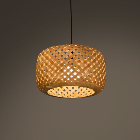 Opium SE Pendant Lamp: Hanging Lamp Woven Light Natural/Bamboo for Home Restaurants and Offices [30cm/12in Dia]-Mianzi