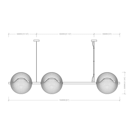 Seashell Linear Pendant Lamp: Japandi Bamboo Pendant Hanging Lamp Handmade Chandelier Cafe Lighting [150cm/60in(L) x 30cm/12in(Diameter)]