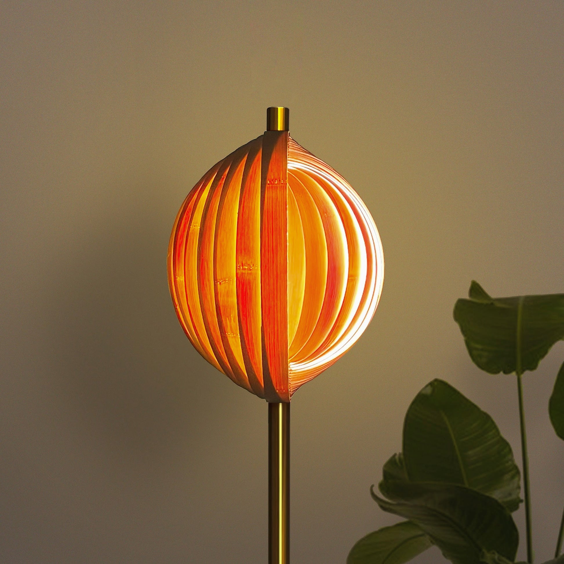 Seashell Sol Floor Lamp: Award-Winning Bamboo Floor Lamp | Japandi Handmade Lighting Decor [30cm/12in(Shade Dia) X 35cm/14in(Pedestal Dia) X 130cm/51in(H)]-Mianzi