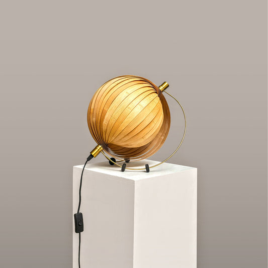 Seashell-Designer Bamboo Table Top Lamp Handwoven Cane Japandi Handmade for Home Cafe Lighting Restaurants Decor