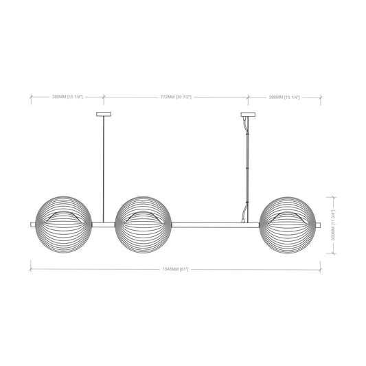 Seashell Linear Pendant Lamp: Japandi Bamboo Pendant Hanging Lamp Handmade Chandelier Cafe Lighting [150cm/60in(L) x 30cm/12in(Diameter)]
