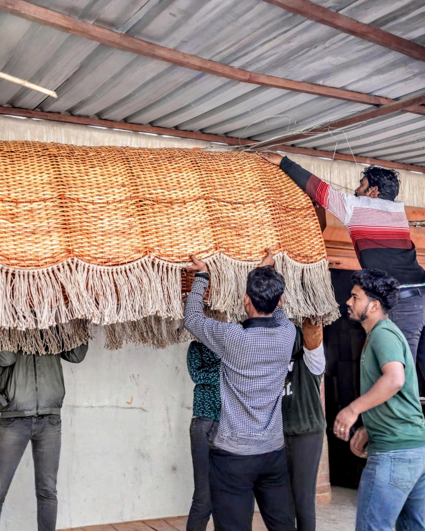 Aster Linear Lamp: Designer Bamboo Chandelier | Handmade Cafe Lighting [2m/6.5ft(L) | 4m/13ft(L) | 6m/20ft (L)]